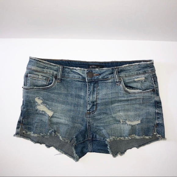 STS BLUE Nordstrom Boyfriend Distressed Denim Jean Shorts Womens 27 - Picture 2 of 6